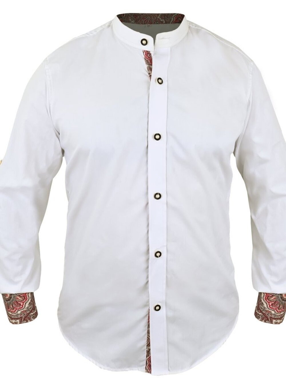 Men's White Oktoberfest Shirt | Bavarian German Trachten Band Collar Shirt